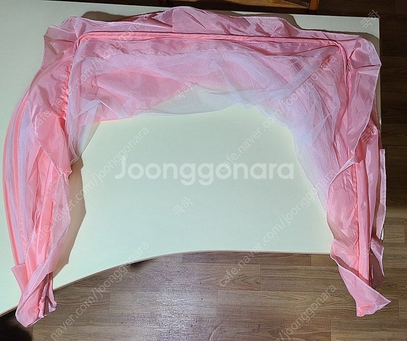원터치 접이식 아기 침대 모기장 분홍 핑크--1