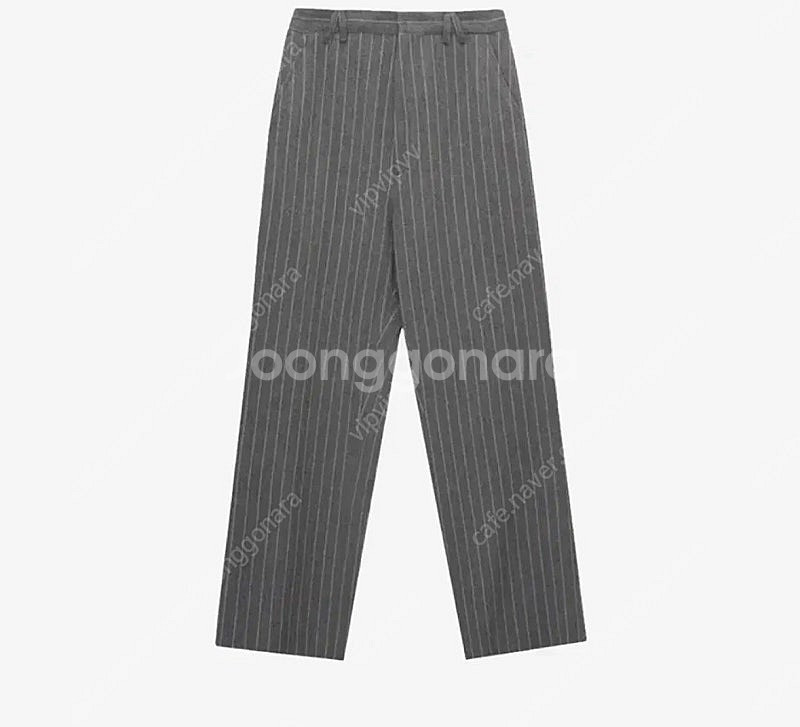 stu 에스티유 스트라이프 스트레이트 울 슬랙스 그레이--0