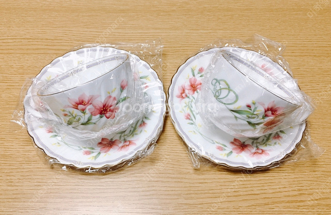 [1조 가격]일본 단종 빈티지 니코(NIKKO) 웨이브 플라워 패턴 찻잔 겸 커피잔--8