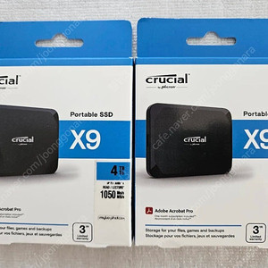 마이크론 Crucial X9 시리즈 Portable 4TB 2개 총 8TB SSD 외장 SSD 미개봉 새제품 영상작업이 켄슬되서 판매합니다 이삿짐 정리중이라 다른물품도 같이 말씀
