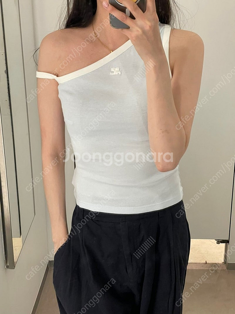 Courreges 꾸레쥬 원숄더 탑 아이스블루 M 새상...--1