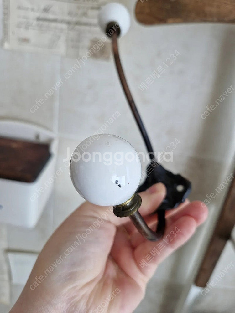 빈티지 도기볼 벽 후크--2