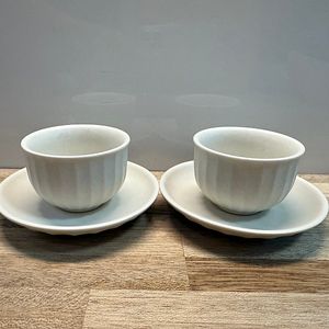 광주요 미각 설백 복주머니형 2인 다기 첫잔+받침 4p