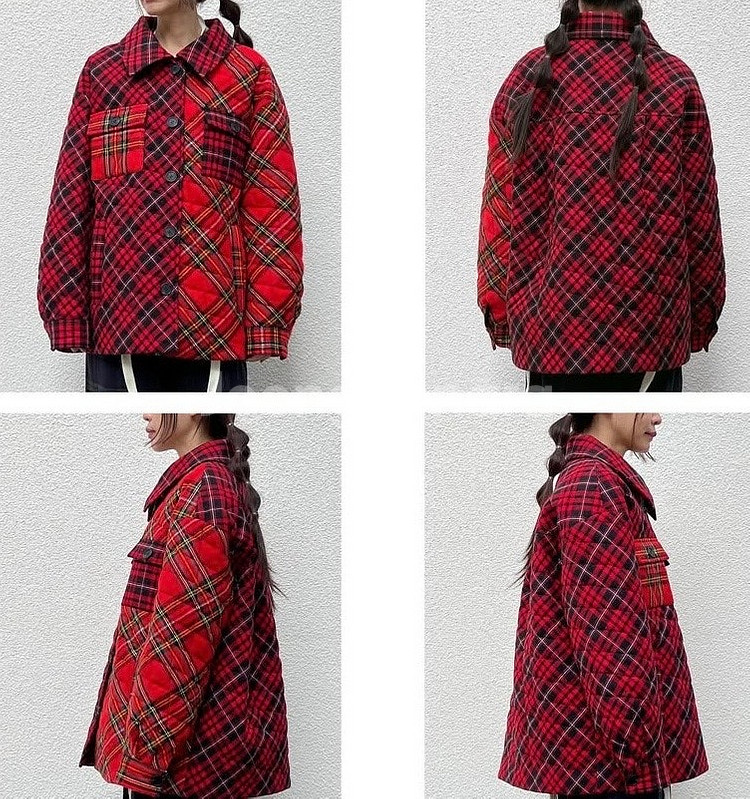 투머치토커 페퍼윤윤 페이즐리 체크 퀼팅 점퍼 자켓--5