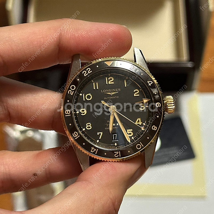 론진 스피릿 줄루타임 골드캡 콤비 39mm--1
