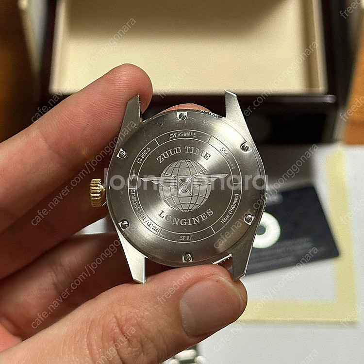 론진 스피릿 줄루타임 골드캡 콤비 39mm--2