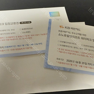 소노호텔앤리조트 워터파크 입장교환권 1매 2인 2장