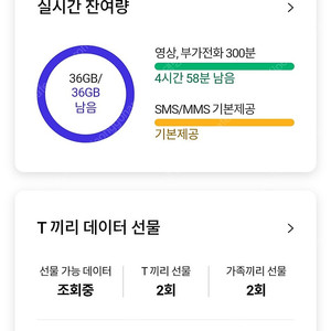Skt데이터 2기가 1800원 판매중!