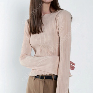 아상 플리츠 탑 베이지