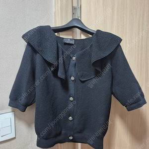 랑방 프릴가디건 블랙 (보석단추)