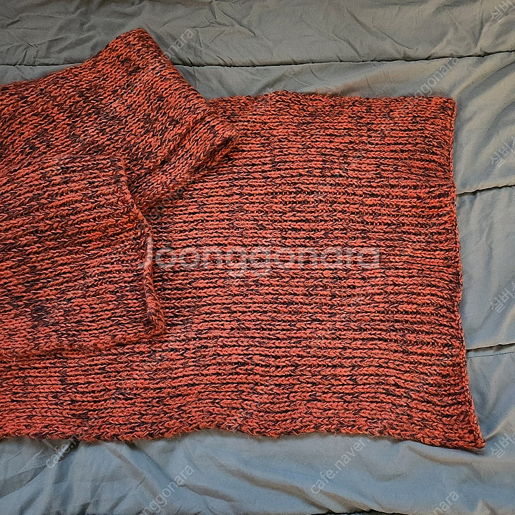 털 목도리 오렌지 차콜 40 X 210cm/ 롱 머플러...--2