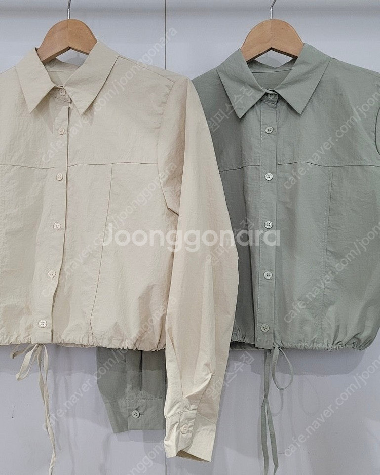 [미착용/새상품] 바스락 셔츠 자켓 카고 밴딩 롱 스커트 간절기 여름 투피스세트--5