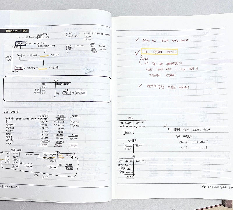 *당일배송* 원가관리회계 필기노트 01,02: 김용남--2