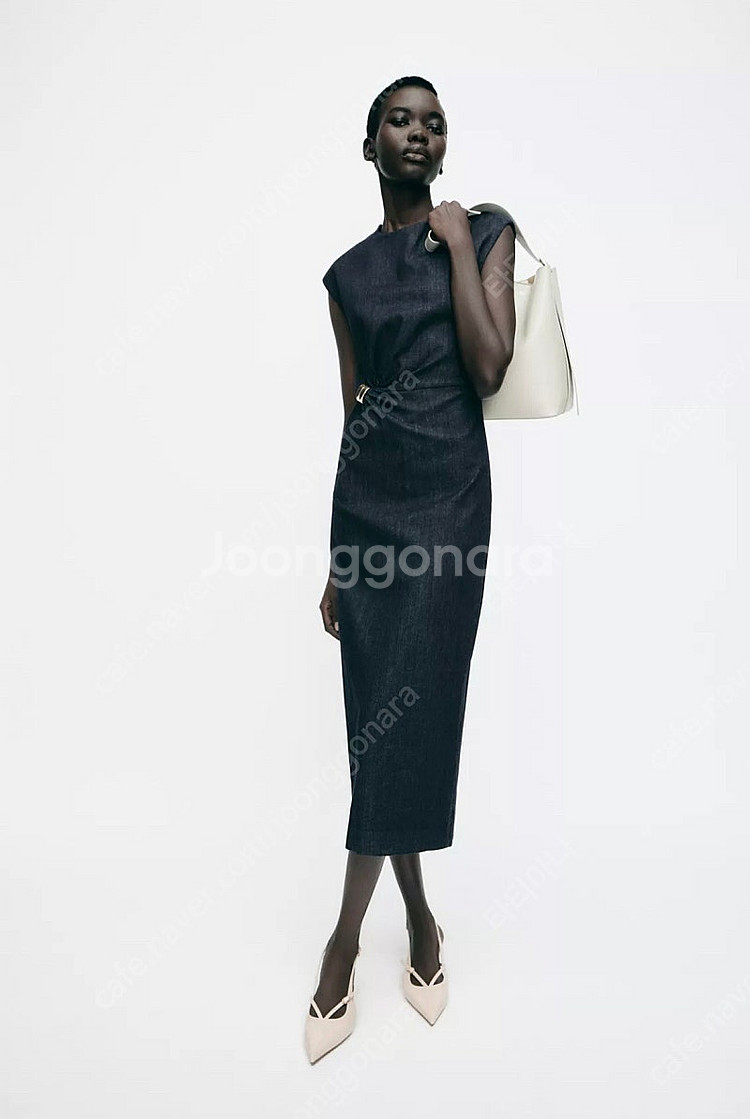 zara 자라 Z1975 미디 데님 골드 아플리케 원피...--0