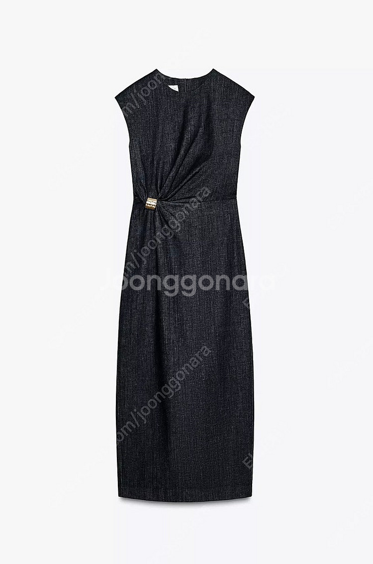 zara 자라 Z1975 미디 데님 골드 아플리케 원피...--4