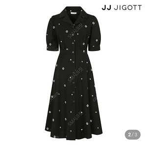 JJ지고트 자수 오픈 칼라 플레어 원피스/55
