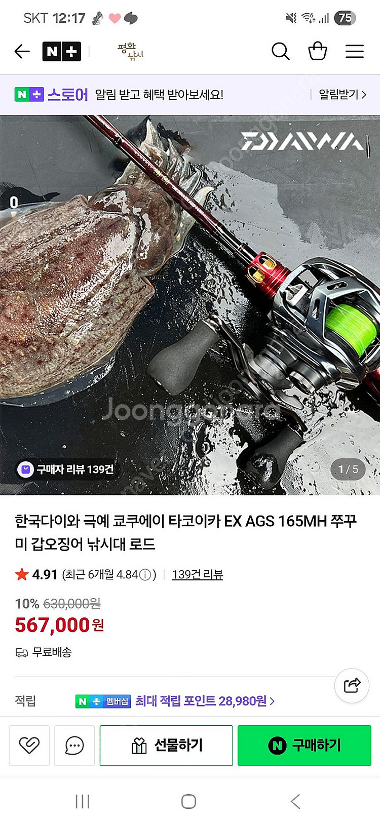 다이와 24 쿄쿠에이 타코이카 165mh 팔아요--0