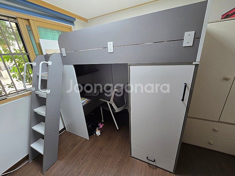 하우스 수납 옷장 책상 서랍장 올인원 성인 2층 벙커침...--2
