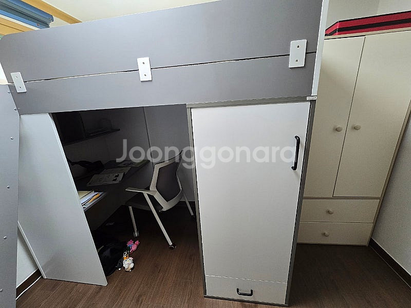 하우스 수납 옷장 책상 서랍장 올인원 성인 2층 벙커침...--3