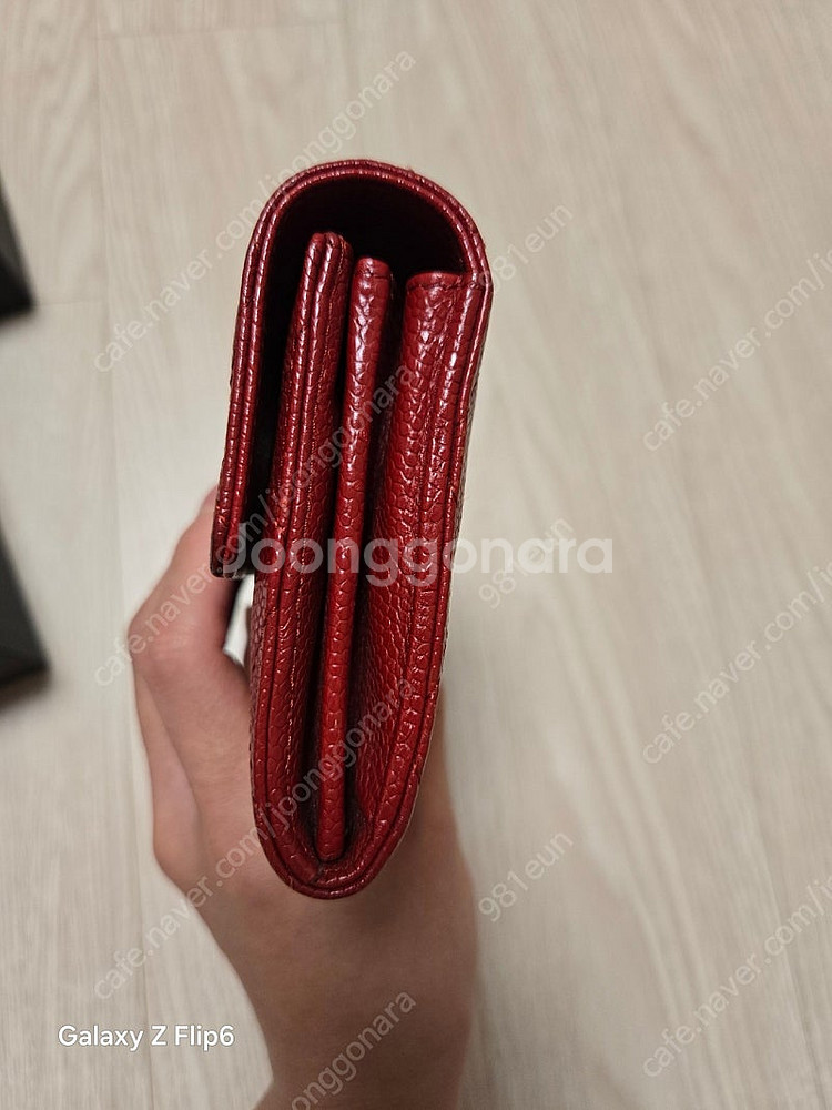 샤넬 레드은장캐비어 장지갑--6