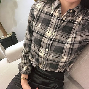(정품)폴로 랄프로렌 여성 체크 깅엄 셔츠(그레이)