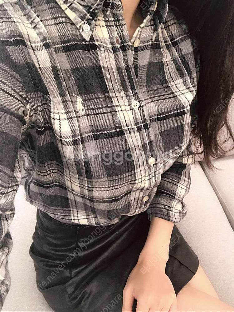 (정품)폴로 랄프로렌 여성 체크 깅엄 셔츠(그레이)--2