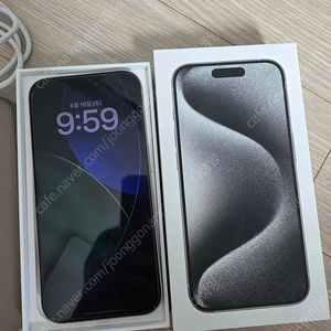 아이폰 15 Pro 화이트 128GB, 케이스티파이 케이스 3개, 강화유리 1매 풀박스