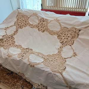영국 빈티지 바텐버그 레이스 & 손자수 대형 테이블보/ 커튼패널