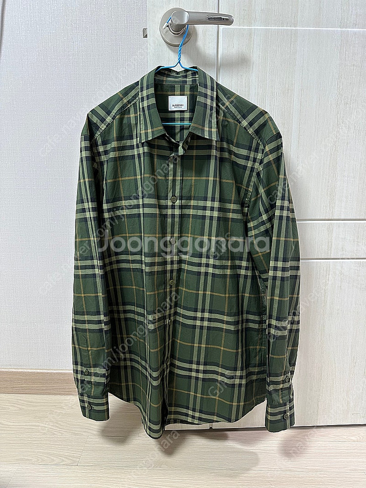 버버리 체크 코튼 포플린 셔츠 딥그린 팝니다.--3