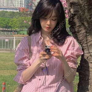 새상품) 아비에무아 스트라이프 셔츠 핑크 강민경 셔츠