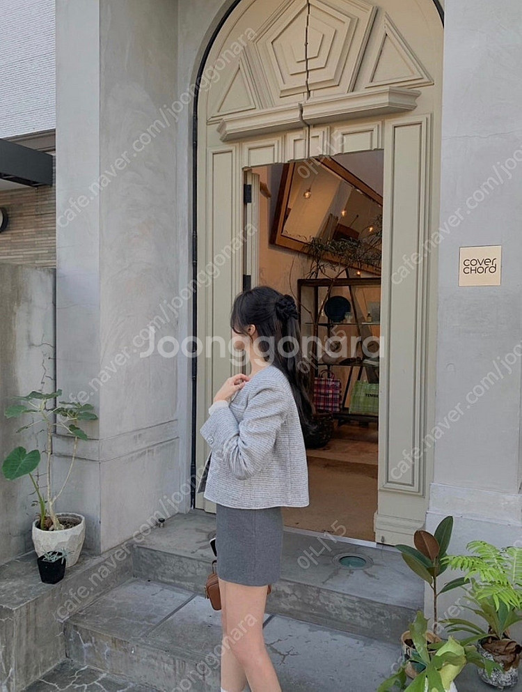 웨어웨더 몬테 트위드 자켓 실버그레이 7부 새상품--1