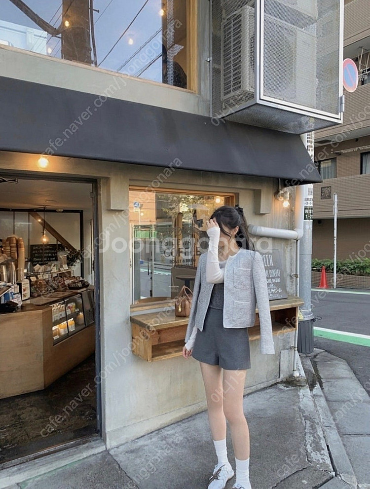 웨어웨더 몬테 트위드 자켓 실버그레이 7부 새상품--3