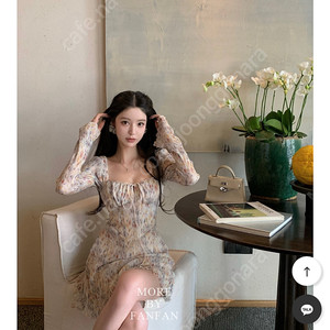 새상품/택) 파리지앵바이브 스퀘어넥 코르셋 플로럴 미니원피스 M