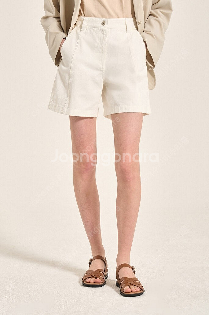 sjsj 백 밴딩 와이드 데님 쇼츠--0