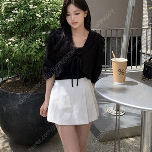 미네트 프린 프릴 블라우스 볼레로 블랙