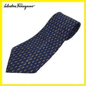 살바토레 페라가모 Salvatore Ferragamo 네이비 패턴 타이 넥타이