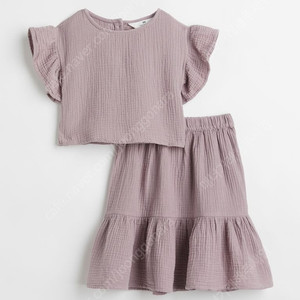 H&M 100% 오가닉 여아 블라우스 + 치마 셋업 새제품 110
