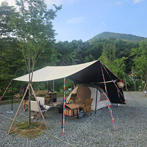 캠핑퍼스트 퍼스트 렉타 타프, 사이드월 크림베이지, 폴대