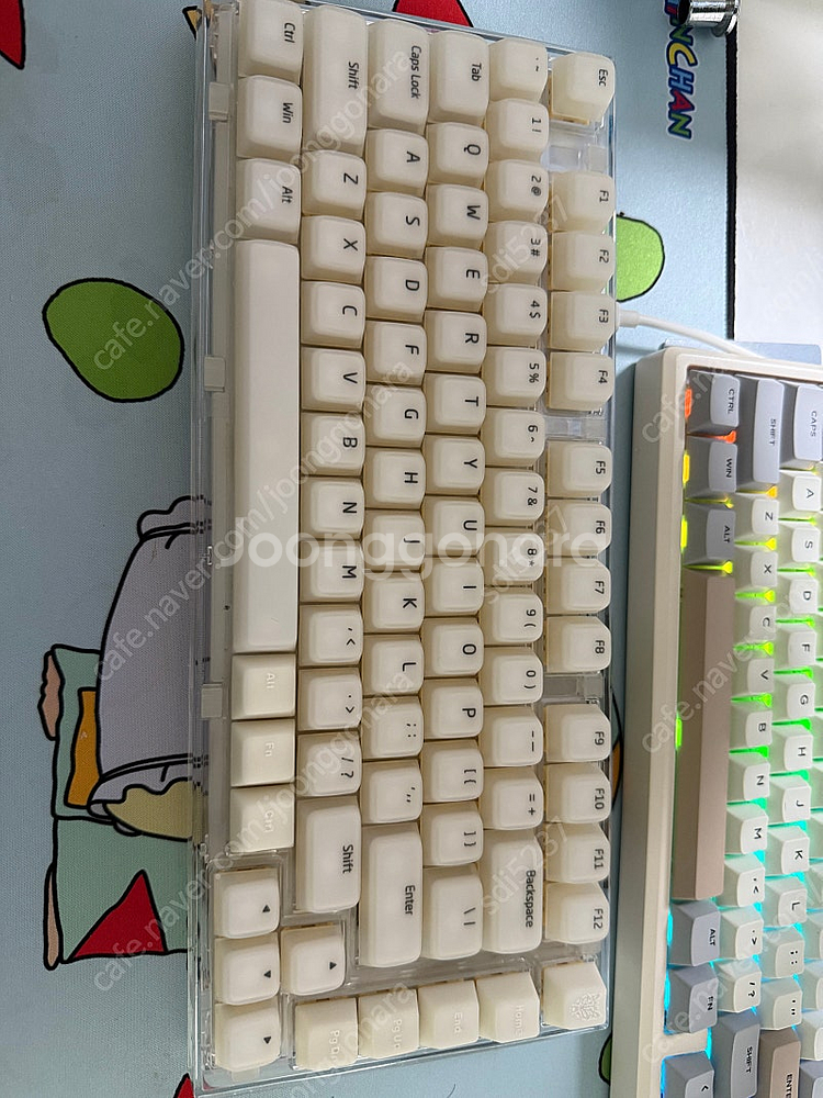 XINMENG X75 투명 기계식 키보드 + 추가키캡 2종--0
