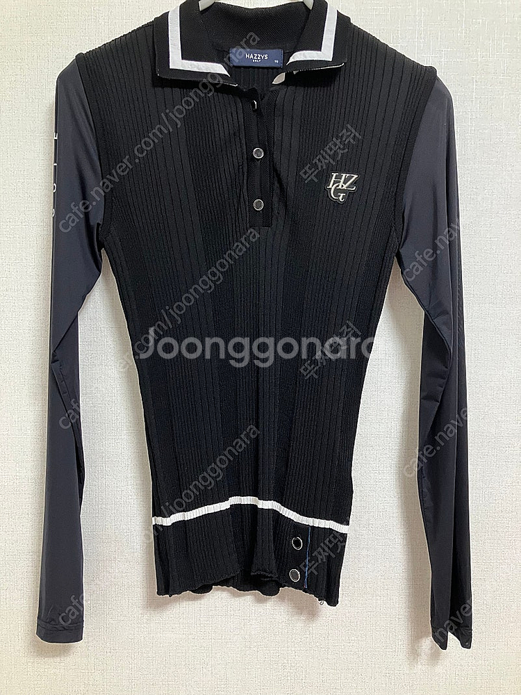 헤지스 골프 블랙 니트 카라 긴팔티--0