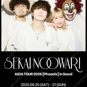세카이노 오와리 SEKAI NO OWARI 콘서트 스탠딩 1구역 170번대 단석 티켓양도