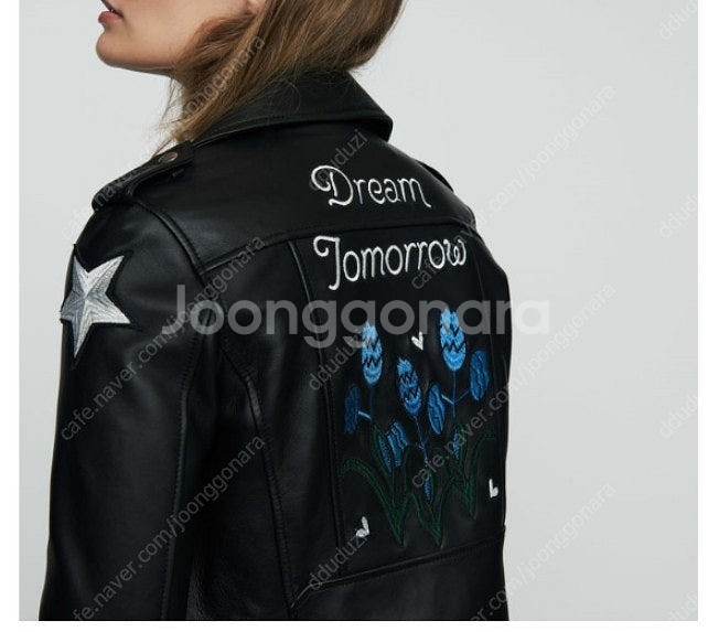 마쥬 Dream Tomorrow 자수 라이더 가죽 자켓...--0