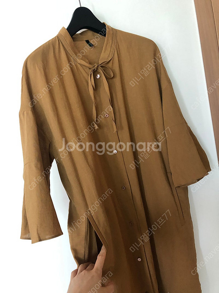 베네통 린넨 인견 리본 로브 셔츠 원피스 자켓 하객룩 ...--6
