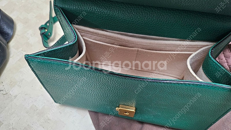 구찌 미니 그린레더 gg마몽 탑핸들 토트 겹 숄더--0