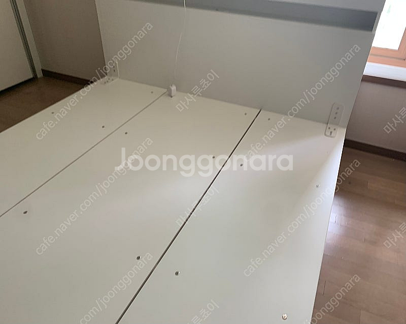 LED조명&USB 2구충전 화이트 침대 프레임 라지킹사...--7
