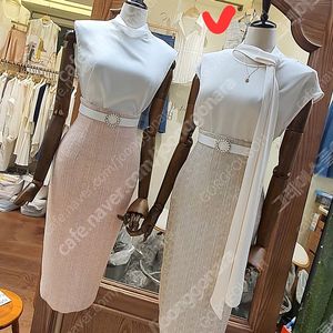 (새상품) 럽비비 디어마이뮤즈 실키 타이 블라우스 FREE 하이웨스트 트위드 스커트 베이지 S / 더로랑 에바빈 마틸리룸 더비마인 나는꽃 르미룸 하이디바 코코엠 티나니 이프원더 샵
