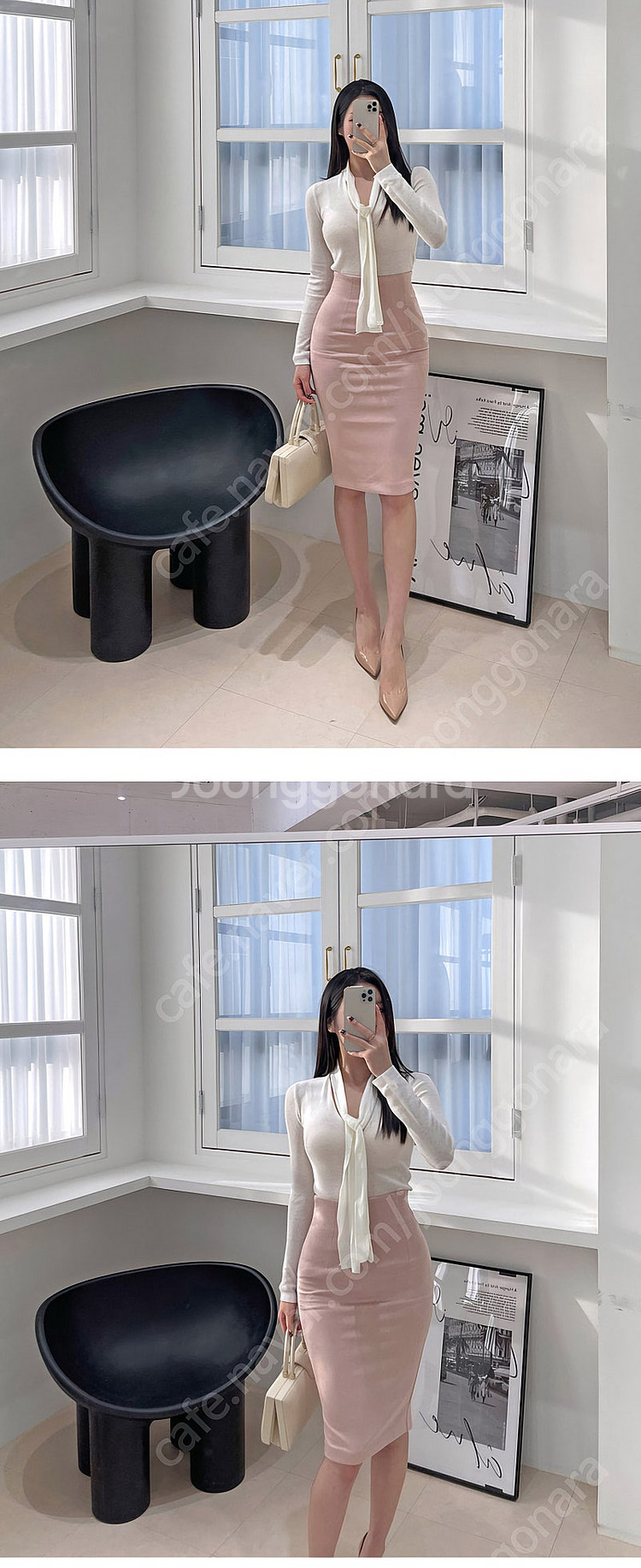 (새상품) 볼륨 타이 5부 니트 네이비 민트 아이보리 핑크 카키 FREE / 더로랑 더마농 더비마인 티나니 코코엠 ...--1