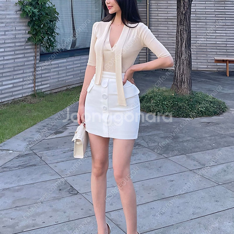 (새상품) 볼륨 타이 5부 니트 네이비 민트 아이보리 핑크 카키 FREE / 더로랑 더마농 더비마인 티나니 코코엠 ...--3