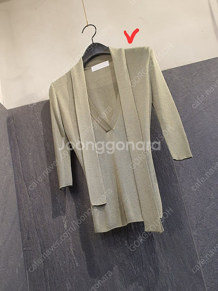 (새상품) 볼륨 타이 5부 니트 네이비 민트 아이보리 핑크 카키 FREE / 더로랑 더마농 더비마인 티나니 코코엠 ...--6