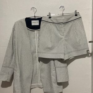 커밍스텝 시어서커 스트라이프 셋업 투피스 상하의세트